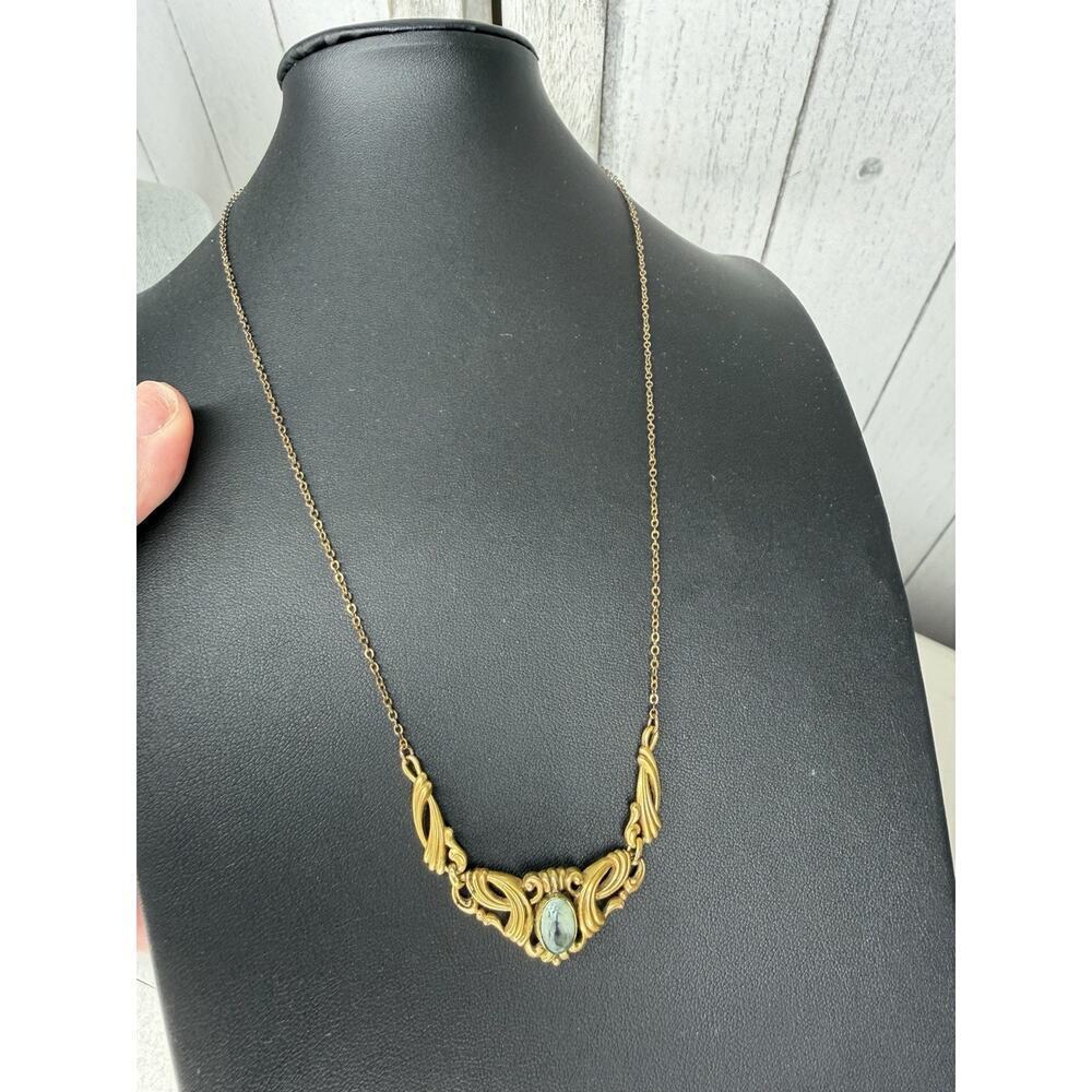 Vintage 12k Yellow Gold Filled GF Necklace Victorian Gothic Dainty